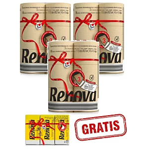 3x Beżowy papier toaletowy Renova Double Faced 6R +gratis