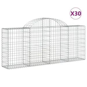 Kosze gabionowe, 30 szt, 200x30x80/100 cm, galwanizowane żelazo