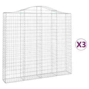 Kosze gabionowe, 3 szt, 200x30x180/200 cm, galwanizowane żelazo