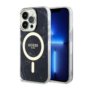 Guess Marble MagSafe - Etui iPhone 14 Pro (Czarny)