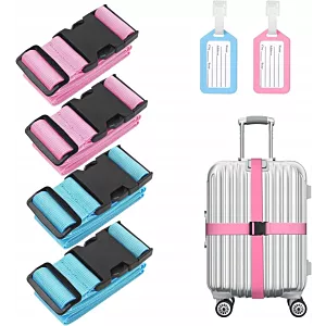 Pas zabezpieczający do bagażu podróżniczego różowo-niebieski walizka na lot