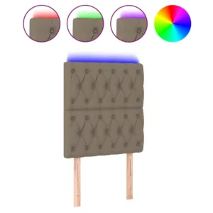 Zagłówek do łóżka z LED, taupe, 80x7x118/128 cm, tkanina
