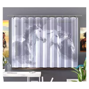 Konie biała żakardowa firana 250 x 150 cm do salonu sypialni jadalni kuchni