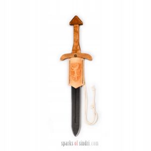 Miecz ze zbroczem i Pendant | Drewno Skóra | 50 cm | Rycerz