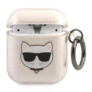 Karl Lagerfeld Choupette Head Glitter - Etui Airpods (złoty)