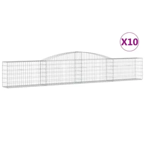 Kosze gabionowe, 10 szt, 400x30x60/80 cm, galwanizowane żelazo