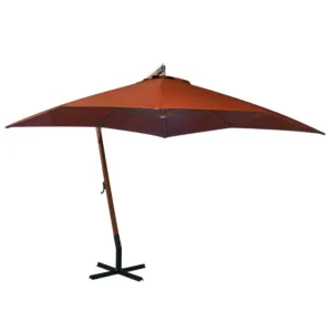 Parasol ogrodowy wiszący, jodłowy słupek, terakota, 3x3 m