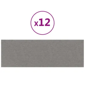 Panele ścienne, 12 szt., jasnoszare, 90x30 cm, tkanina, 3,24 m²