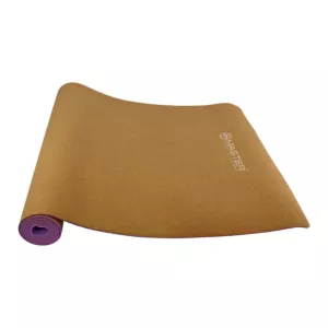 Mata do ćwiczeń MASTER Yoga 4 mm - 183 x 61 cm (korek - fiolet)