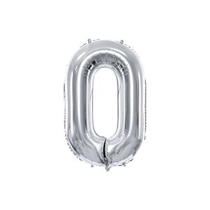 Balon foliowy "cyfra 0", srebrna, 100 cm [balon na hel, cyfra duża, urodziny]