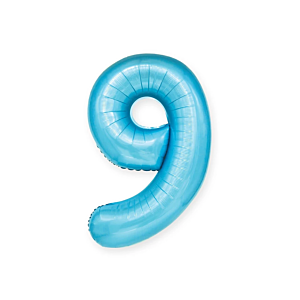 Balon foliowy "cyfra 9", niebieska, 100 cm [balon na hel, cyfra duża, urodziny]
