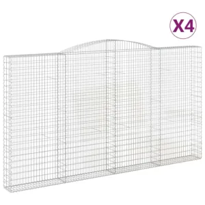 Kosze gabionowe, 4 szt, 400x30x220/240 cm, galwanizowane żelazo