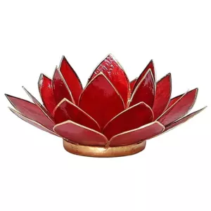 Świecznik tealight podgrzewacz kwiat lotosu czakra podstawy złota 13,5cm