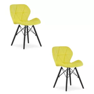 Krzesło LAGO Aksamit - żółte / nogi czarne x 2