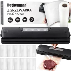 Zestaw Zgrzewarka próżniowa Heckermann GM-77 Czarna + Folia 15x600cm