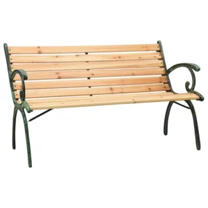 Ławka ogrodowa, 116 cm, żeliwo i lite drewno jodłowe