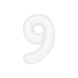 Balon foliowy "cyfra 9", biała, 100 cm [balon na hel, cyfra duża, urodziny]