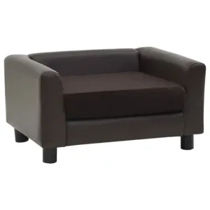 Sofa dla psa, brązowa, 60x43x30 cm, plusz i sztuczna skóra