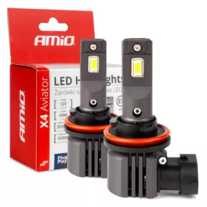 Żarówki LED H8 H9 H11 AMIO X4 Aviator 6500K CANBUS