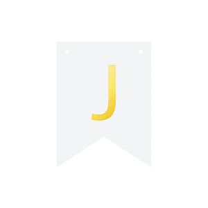 Baner DIY, 16 cm, biały, literka "J" [stwórz swój napis na imprezę,dekoracja]