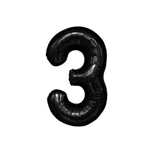 Balon foliowy "cyfra 3", czarna, 100 cm [balon na hel, cyfra duża, urodziny]