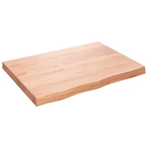 Półka, brązowa, 80x60x(2-6) cm, lakierowane lite drewno dębowe