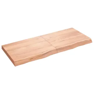 Półka, brązowa, 120x50x(2-6) cm, lakierowane lite drewno dębowe