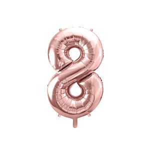 Balon foliowy "cyfra 8", różowe złoto, 100 cm [balon na hel, cyfra duża, urodziny]