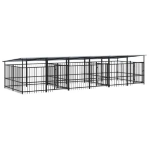 Kojec dla psa z zadaszeniem, stalowy, 11,26 m²