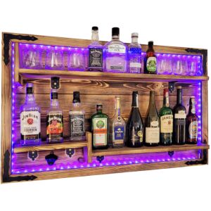 Wisząca półka na ścianę z oświetleniem RGB bar domowy rustykalny barek ręcznie robiony