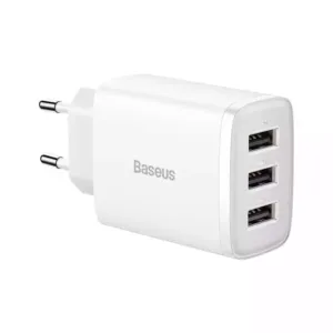 Ładowarka sieciowa Baseus Compact Quick Charger, 3x USB, 17W (biała)