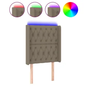 Zagłówek do łóżka z LED, taupe, 83x16x118/128 cm, tkanina