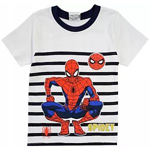 SPIDER-MAN BLUZKA T-SHIRT bawełna pasy BIEL GRANAT 134 R802B