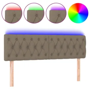 Zagłówek do łóżka z LED, taupe, 160x7x78/88 cm, tkanina