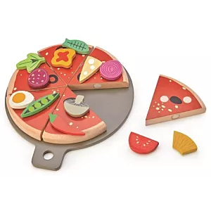 Drewniana pizza z dodatkami na rzepy, Tender Leaf Toys