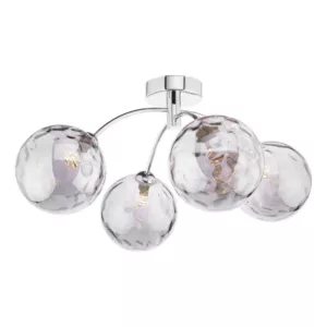 Lampa sufitowa Izzy 4 Light Semi Flush Polished Chrome Smoked Dimpled 150mm Glass