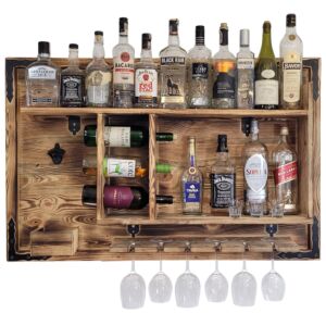 Bar domowy wisząca półka na butelki z alkoholem wino whisky rustykalny styl