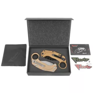 Nóż Składany Karambit Reate EXO-K Gravity Tan Hawkbill Stonewashed N690 + Nóż Treningowy