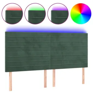 Zagłówek do łóżka z LED, ciemnozielony, 200x5x118/128 cm