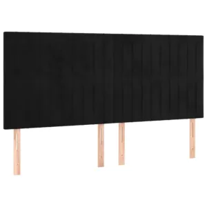 Zagłówki do łóżka, 4 szt., czarne, 90x5x78/88 cm, aksamit