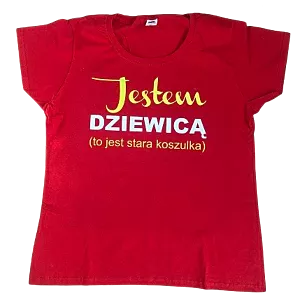 Koszulka Damska Jestem Dziewicą To Jest Stara Koszulka r.XL