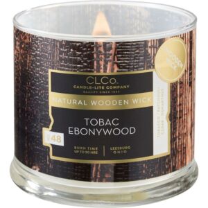 Candle-lite CLCo Candle Wooden Wick 14 oz luksusowa świeca zapachowa z drewnianym knotem ~ 90 h - No. 48 Tobac Ebonywood