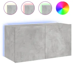 Ścienna szafka TV z LED, szarość betonu, 80x35x41 cm