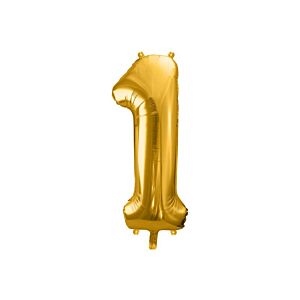 Balon foliowy "cyfra 1", złota, 100 cm [balon na hel, cyfra duża, urodziny]