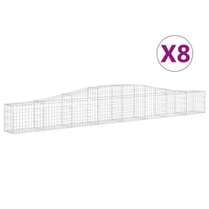 Kosze gabionowe, 8 szt, 400x30x40/60 cm, galwanizowane żelazo