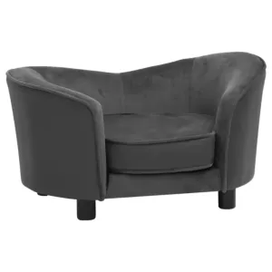 Sofa dla psa, ciemnoszara, 69x49x40 cm, plusz i sztuczna skóra