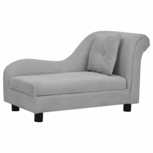 Sofa dla psa, z poduszką, szara, 83x44x44 cm, pluszowa
