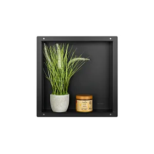 BALNEO WALL-BOX No Rim Black - Półka wnękowa bezramkowa czarna 30x30x7 cm