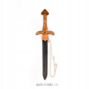 Miecz ze zbroczem i Pendant | Drewno Skóra | 50 cm | Średniowiecze
