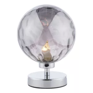 Lampa Stołowa Esben Table Lamp Polished Chrome Smoked Dimpled 150mm Glass